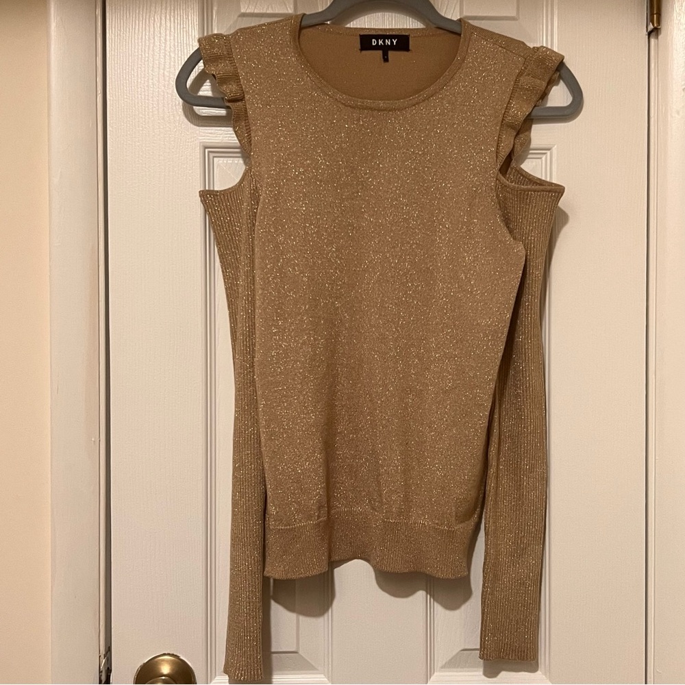 DKNY Womens Cold Shoulder Knit Sweater